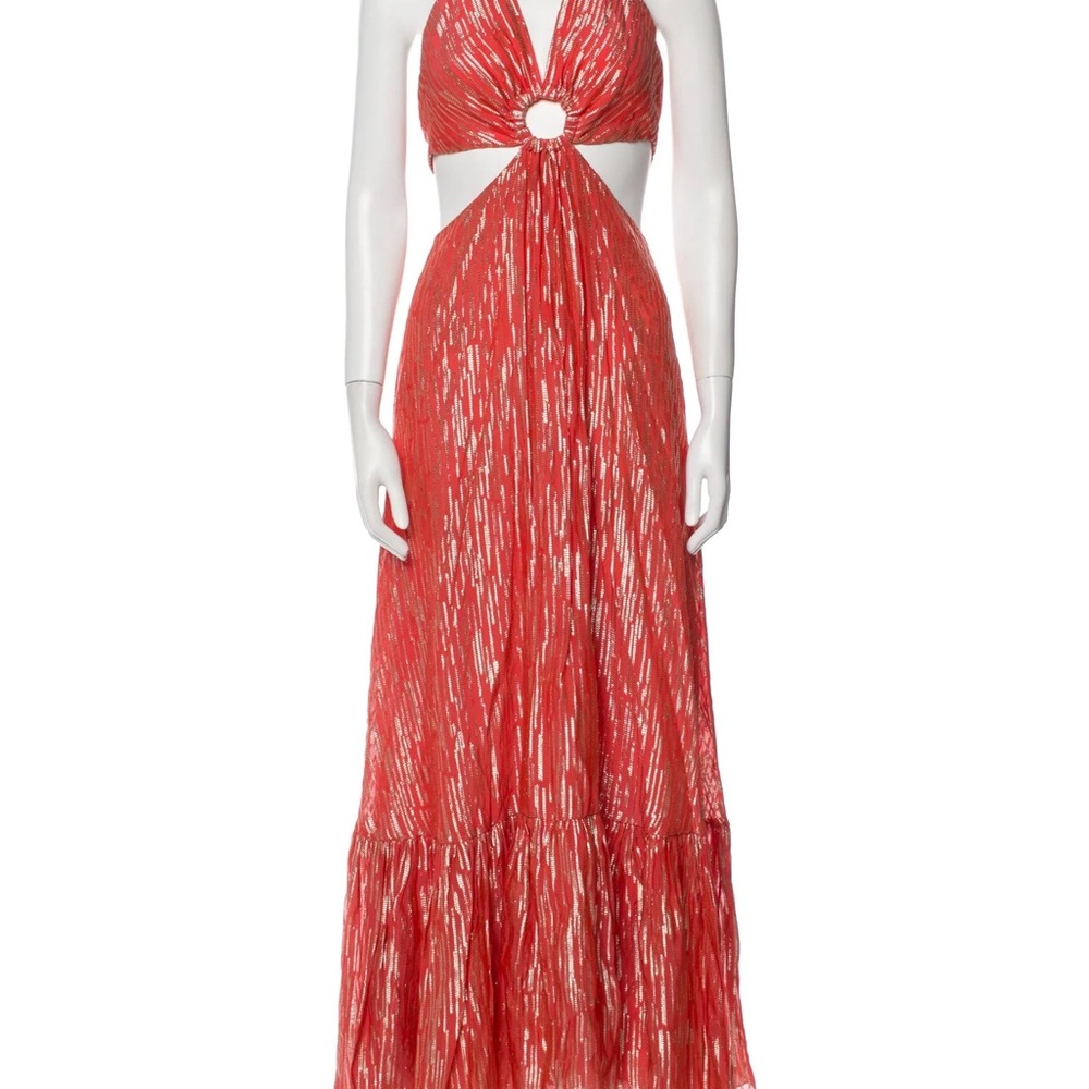 PatBO Red and Gold Maxi Dress | Wedding Guest Dress | Party Dress